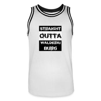 Straight Outta Waldkraiburg Geschenk Stadt - Männer Basketball-Trikot - Weiß/Schwarz - Vorne - AI Model Male 185 dark (185cm)