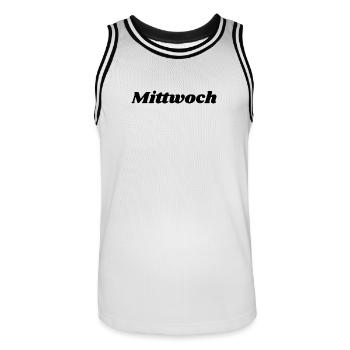 Mittwoch Schriftzug - Männer Basketball-Trikot - Weiß/Schwarz - Vorne - AI Model Male 185 dark (185cm)