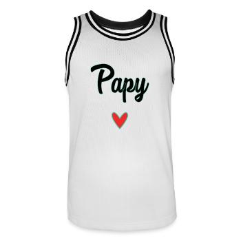 PAPY. PAPA. FÊTE DES PÈRES. BONNE FÊTE PAPA. BONNE - Maillot de basket Homme - blanc/noir - Devant - AI Model Male 185 dark (185cm)