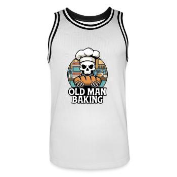 Old Man Baking Skull mit Bäckermütze mit Brot - Männer Basketball-Trikot - Weiß/Schwarz - Vorne - AI Model Male 185 dark (185cm)