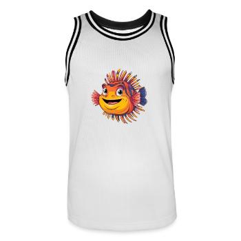 Poisson-lion rieur coloré Poisson corail - Maillot de basket Homme - blanc/noir - Devant - AI Model Male 185 dark (185cm)