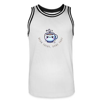 Bean There, Done That – Funny Coffee Shirt - Männer Basketball-Trikot - Weiß/Schwarz - Vorne - AI Model Male 185 dark (185cm)