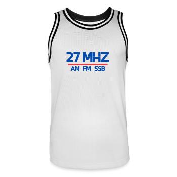 27 MHz am fm ssb - Männer Basketball-Trikot - Weiß/Schwarz - Vorne - AI Model Male 185 dark (185cm)