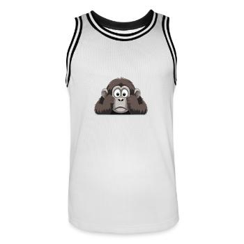 Gorille Coup d’œil Mignon Adorable Drôle Animal Dessin animé - Maillot de basket Homme - blanc/noir - Devant - AI Model Male 185 dark (185cm)