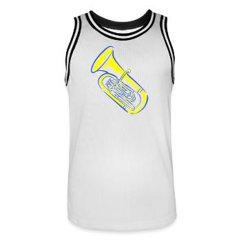 Tuba Musik in Neonfarben - Männer Basketball-Trikot - Weiß/Schwarz - Vorne - AI Model Male 185 dark (185cm)