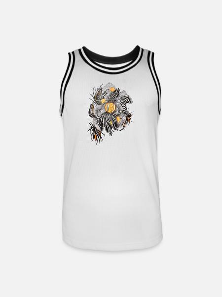 Noir Blossoms Orange Accents - Men's Basketball Jersey - white/black