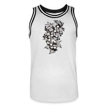 Black and White Flower Spiral - Men's Basketball Jersey - white/black - Front - AI Model Male 185 dark (185cm)
