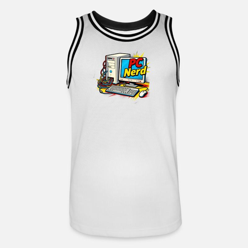 Nerd per PC - Maglia da basket per uomo - bianco/nero