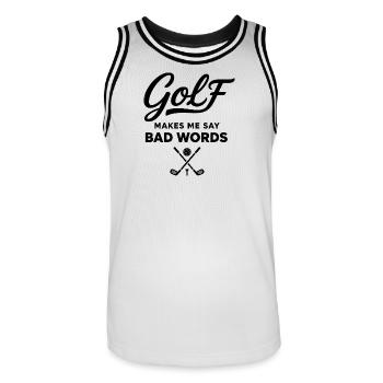 Golf und Schimpfwörter: Der Humor des Golfers - Männer Basketball-Trikot - Weiß/Schwarz - Vorne - AI Model Male 185 dark (185cm)