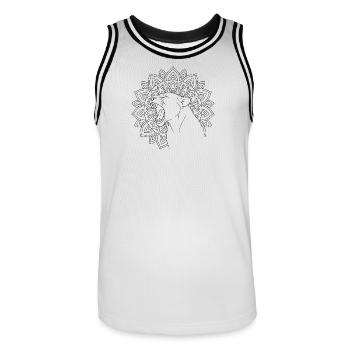 Bruellende Loewin im Mandala zum ausmalen - Männer Basketball-Trikot - Weiß/Schwarz - Vorne - AI Model Male 185 dark (185cm)
