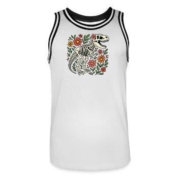 T Rex Skeleton with Flowers - Men's Basketball Jersey - white/black - Front - AI Model Male 185 dark (185cm)