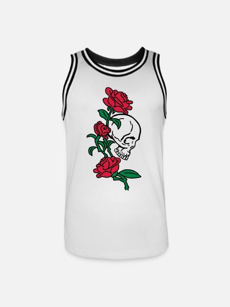 skull and roses es123 - Men's Basketball Jersey - white/black