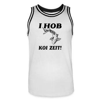 I HOB KOI ZEIT - Männer Basketball-Trikot - Weiß/Schwarz - Vorne - AI Model Male 185 dark (185cm)