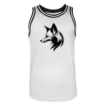 Fuchs Porträt in fliessenden Linien Style - Männer Basketball-Trikot - Weiß/Schwarz - Vorne - AI Model Male 185 dark (185cm)