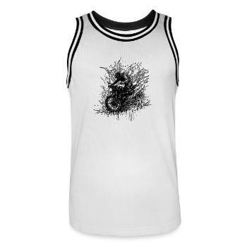 Bikerin Motorrad Geländefahrt Splash Style - Männer Basketball-Trikot - Weiß/Schwarz - Vorne - AI Model Male 185 dark (185cm)