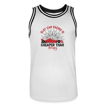 Slot Car Racing Is Less Pricy Than Therapy Gifts - Männer Basketball-Trikot - Weiß/Schwarz - Vorne - AI Model Male 185 dark (185cm)