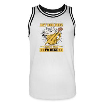 Artiste Peintre Art graphique & Bière Je suis ici Art - Maillot de basket Homme - blanc/noir - Devant - AI Model Male 185 dark (185cm)