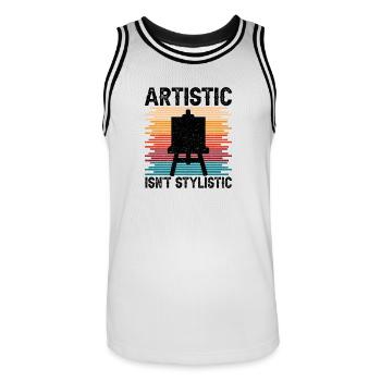 Artiste cool Artistique N’est pas Peintre Stylistique Don - Maillot de basket Homme - blanc/noir - Devant - AI Model Male 185 dark (185cm)