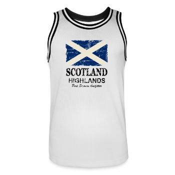 Scotland Flag - Vintage Look - Männer Basketball-Trikot - Weiß/Schwarz - Vorne - AI Model Male 185 dark (185cm)