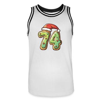 74 Nombre Noël - Maillot de basket Homme - blanc/noir - Devant - AI Model Male 185 dark (185cm)