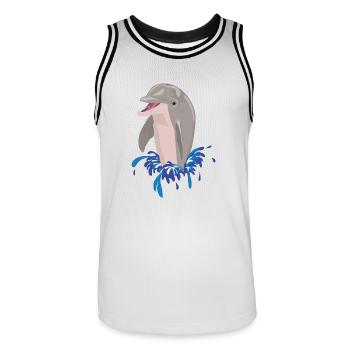Dolphin sea beach splashes - Men's Basketball Jersey - white/black - Front - AI Model Male 185 dark (185cm)