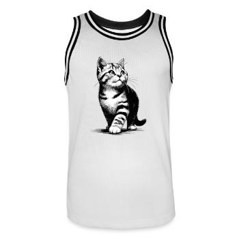 Adorable Kitten Pawsitively Charming Pet Lover - Men's Basketball Jersey - white/black - Front - AI Model Male 185 dark (185cm)