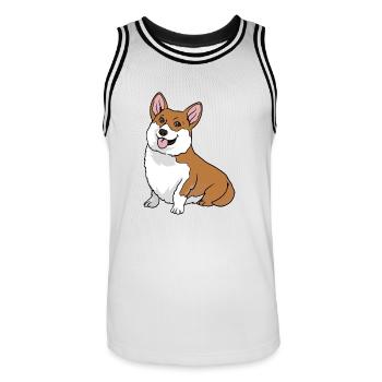 Welsh Corgi Pembroke Cardigan Hund - Männer Basketball-Trikot - Weiß/Schwarz - Vorne - AI Model Male 185 dark (185cm)