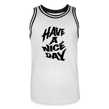 Have a nice day - Men's Basketball Jersey - white/black - Front - AI Model Male 185 dark (185cm)