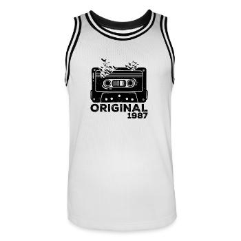 Année de naissance 1987 Cassette 1987 Anniversaire 1987 - Maillot de basket Homme - blanc/noir - Devant - AI Model Male 185 dark (185cm)
