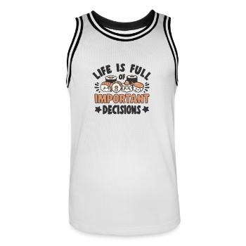 Japanese Food Lover Important Dicisions Sushi - Männer Basketball-Trikot - Weiß/Schwarz - Vorne - AI Model Male 185 dark (185cm)
