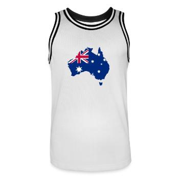 Australien - Männer Basketball-Trikot - Weiß/Schwarz - Vorne - AI Model Male 185 dark (185cm)
