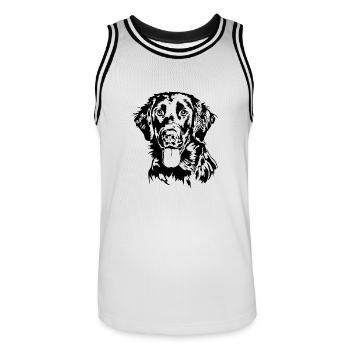 FLAT COATED RETRIEVER Hunde Hund Jagdhund Wilsigns - Männer Basketball-Trikot - Weiß/Schwarz - Vorne - AI Model Male 185 dark (185cm)