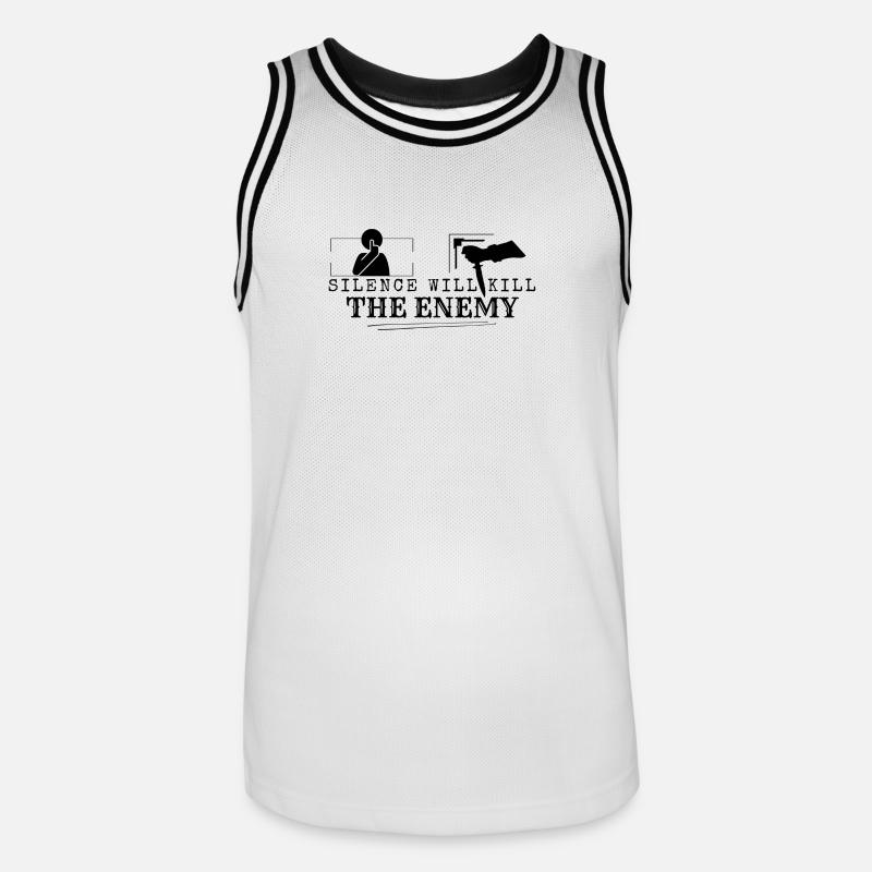 Silence will kill the enemy - Männer Basketball-Trikot - Weiß/Schwarz