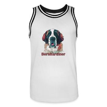 St. bernard - Men's Basketball Jersey - white/black - Front - AI Model Male 185 dark (185cm)