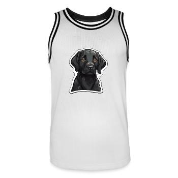 Labrador Retriever Familienhund schwarzer Hund - Männer Basketball-Trikot - Weiß/Schwarz - Vorne - AI Model Male 185 dark (185cm)
