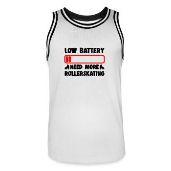 Rollerskater Party Low Battery Need More Roller - Männer Basketball-Trikot - Weiß/Schwarz - Vorne - AI Model Male 185 dark (185cm)