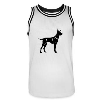 Doberman Hund - Männer Basketball-Trikot - Weiß/Schwarz - Vorne - AI Model Male 185 dark (185cm)