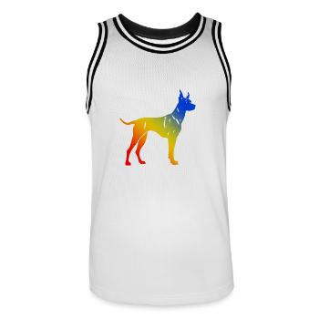 Doberman Hund Bunt - Männer Basketball-Trikot - Weiß/Schwarz - Vorne - AI Model Male 185 dark (185cm)