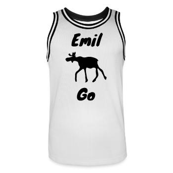 Emil l’orignal - Maillot de basket Homme - blanc/noir - Devant - AI Model Male 185 dark (185cm)