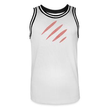 Three red scratch marks - Men's Basketball Jersey - white/black - Front - AI Model Male 185 dark (185cm)