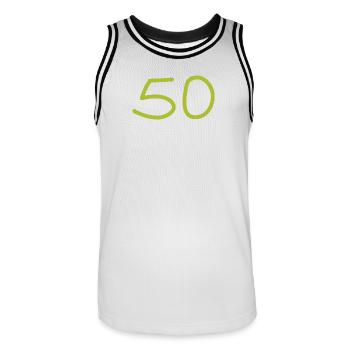 50e anniversaire cinquante numéro vert - Maillot de basket Homme - blanc/noir - Devant - AI Model Male 185 dark (185cm)