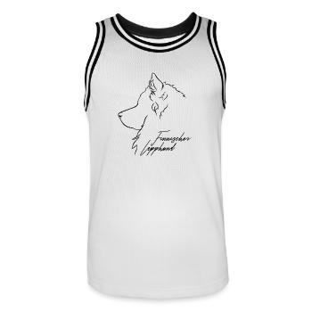 Finnischer Lapphund Profil Hunde Hund Wilsigns - Männer Basketball-Trikot - Weiß/Schwarz - Vorne - AI Model Male 185 dark (185cm)