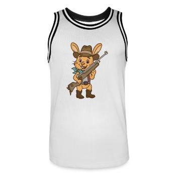 Cow-boy // Lapin // Jeune tireur - Maillot de basket Homme - blanc/noir - Devant - AI Model Male 185 dark (185cm)