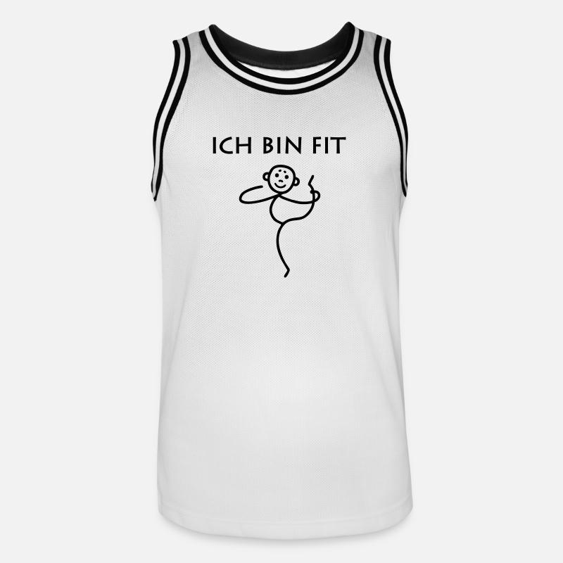 Strichmännchen - Ich bin fit - Männer Basketball-Trikot - Weiß/Schwarz