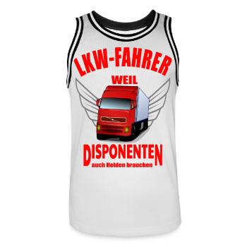 LKW Fahrer - Männer Basketball-Trikot - Weiß/Schwarz - Vorne - AI Model Male 185 dark (185cm)