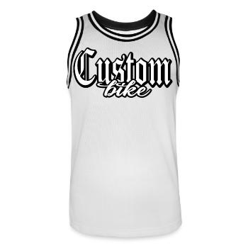 custom bike biker tour rock bobber tuner tuning - Men's Basketball Jersey - white/black - Front - AI Model Male 185 dark (185cm)