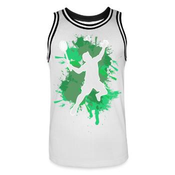 Badminton - Men's Basketball Jersey - white/black - Front - AI Model Male 185 dark (185cm)