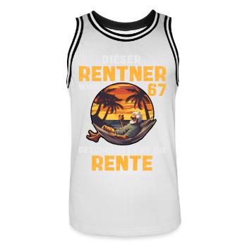 67 Geburtstag Rentner Rente Senioren Spruch - Männer Basketball-Trikot - Weiß/Schwarz - Vorne - AI Model Male 185 dark (185cm)