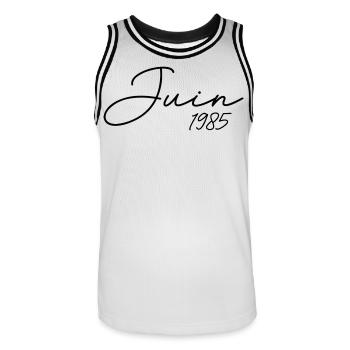 1985 Birthday June 1985 Gift June 1985 - Men's Basketball Jersey - white/black - Front - AI Model Male 185 dark (185cm)