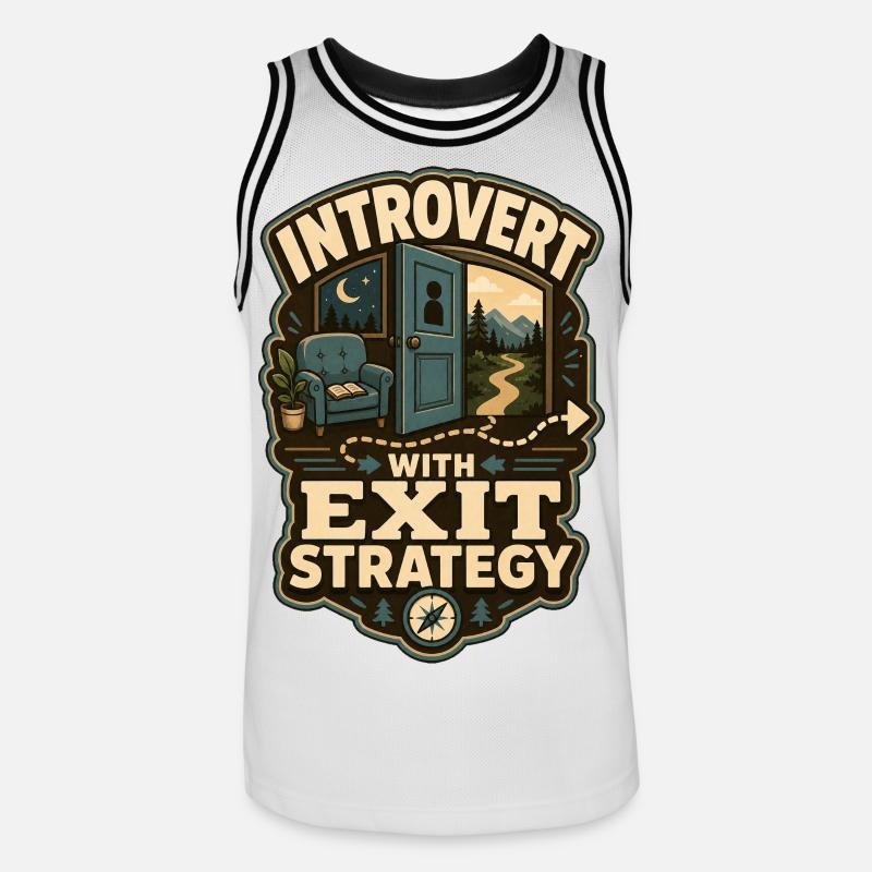 Introvert With Exit Strategy - Men's Basketball Jersey - white/black